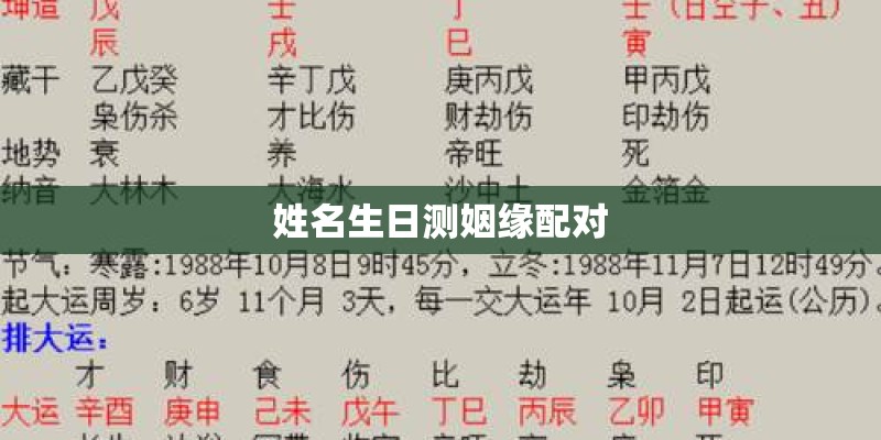 姓名生日测姻缘配对