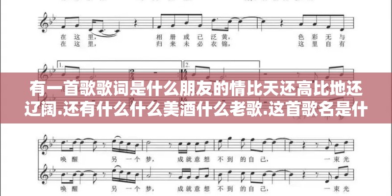 有一首歌歌词是什么朋友的情比天还高比地还辽阔.还有什么什么美酒什么老歌.这首歌名是什么呀