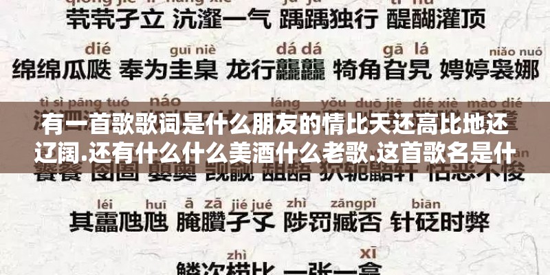 有一首歌歌词是什么朋友的情比天还高比地还辽阔.还有什么什么美酒什么老歌.这首歌名是什么呀