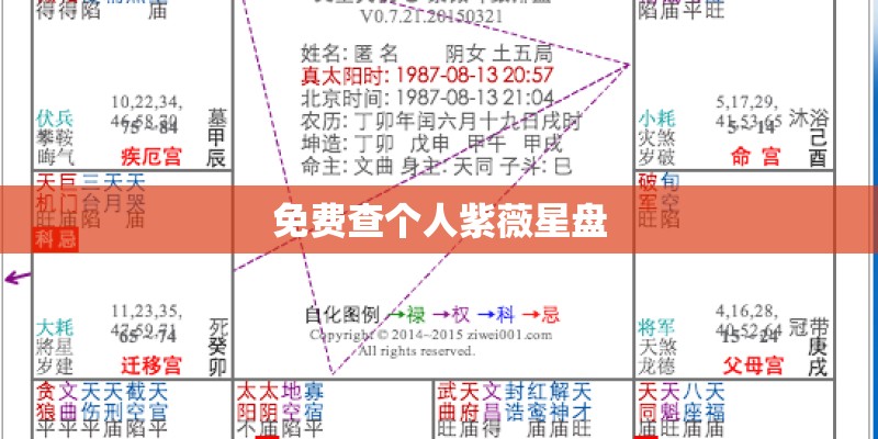 免费查个人紫薇星盘