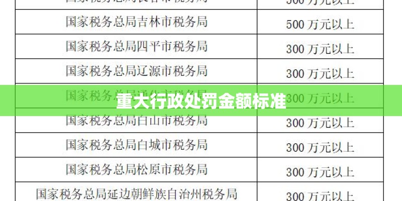 重大行政处罚金额标准