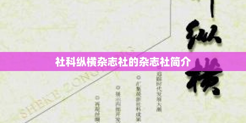 社科纵横杂志社的杂志社简介