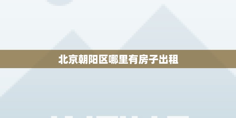 北京朝阳区哪里有房子出租