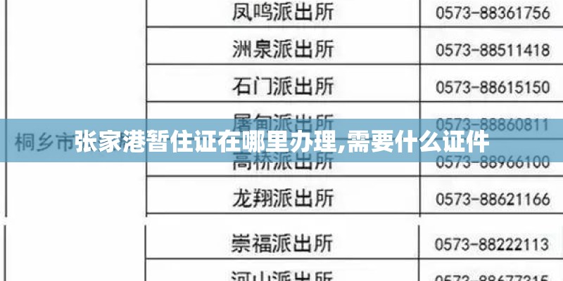 张家港暂住证在哪里办理,需要什么证件