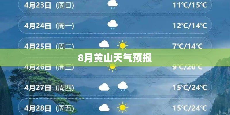 8月黄山天气预报