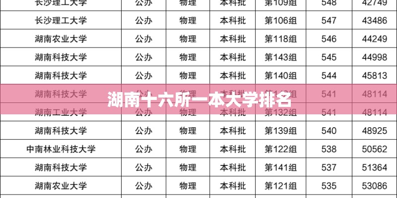 湖南十六所一本大学排名