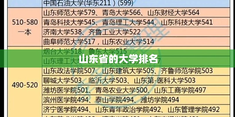 山东省的大学排名