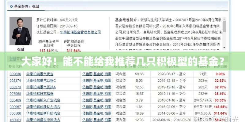 大家好！能不能给我推荐几只积极型的基金？