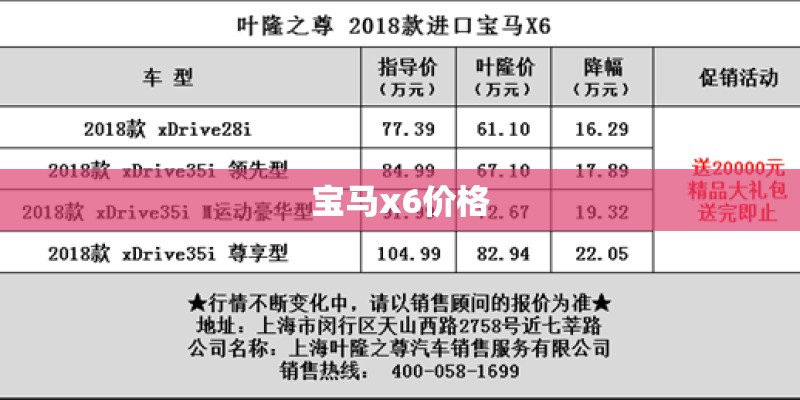 宝马x6价格