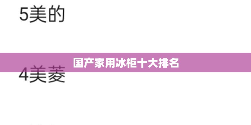 国产家用冰柜十大排名