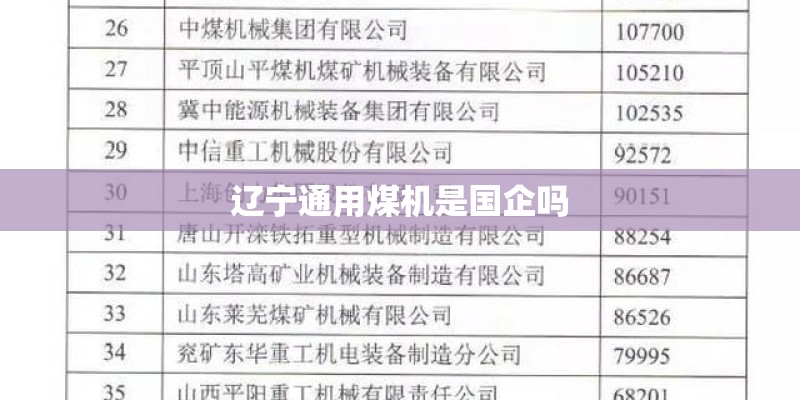 辽宁通用煤机是国企吗