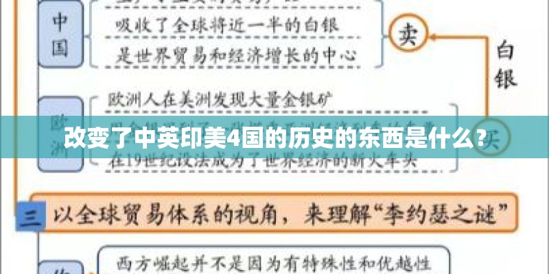 改变了中英印美4国的历史的东西是什么？
