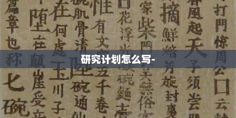 研究计划怎么写-