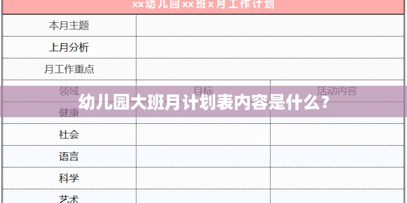 幼儿园大班月计划表内容是什么？
