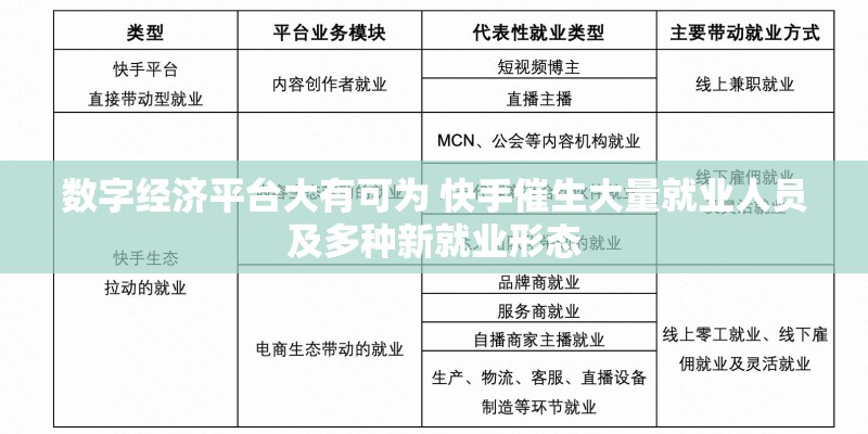 数字经济平台大有可为 快手催生大量就业人员及多种新就业形态