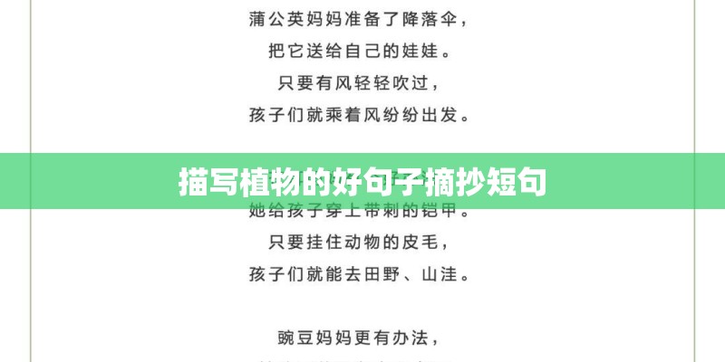描写植物的好句子摘抄短句