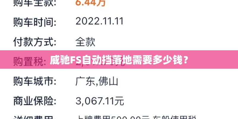 威驰FS自动挡落地需要多少钱? 威驰FS自动挡落地需要多少钱?