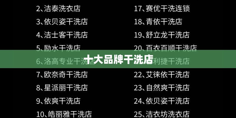 十大品牌干洗店