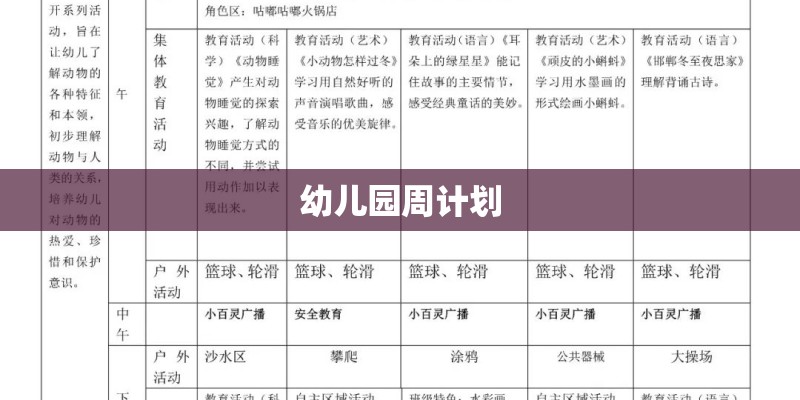 幼儿园周计划