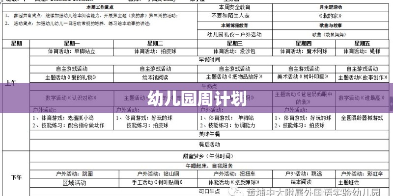幼儿园周计划
