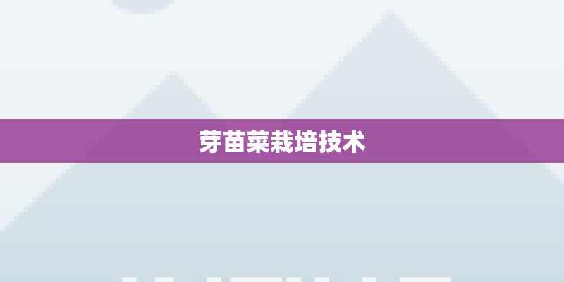芽苗菜栽培技术 芽苗菜栽培技术